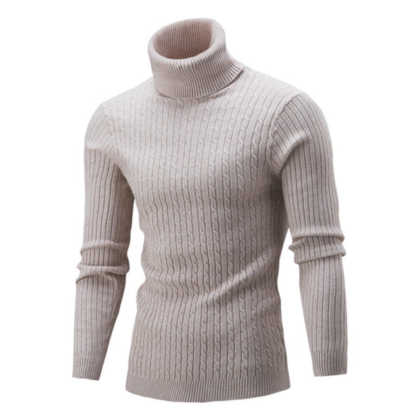 Slim-fit Men's Knitted Turtleneck Solid Color Sweater - Image 6