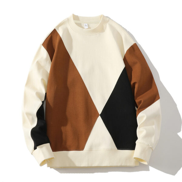 Men's Round Neck Sweater Spring Fashion Loose Breathable Stitching Long Sleeve - Image 8