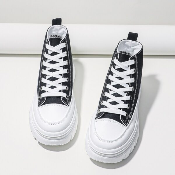 Women Lace-Up Front High Top Flatform Canvas Shoes - Image 4