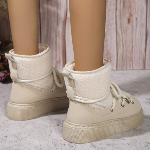Fashion Lace-up Snow Boots Winter Flat Thick-soled Height-enhancing Cotton Shoes For Women Casual Warm Short Boot - Image 2
