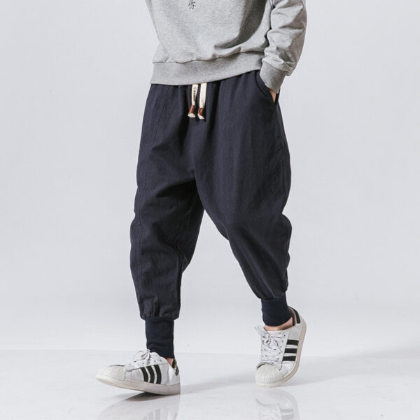 Japanese Cotton And Linen Men's Casual Pants And Foot Pants - Image 4