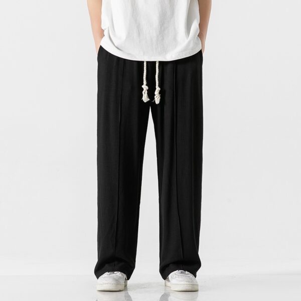 Chinese Style Cotton And Linen Trousers Linen Straight Pants Loose Casual Pants Harem Pants Hong Kong Style - Image 3