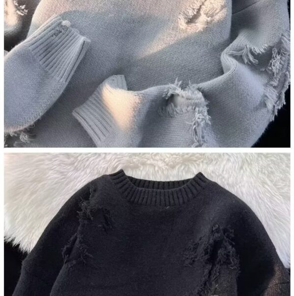 Autumn And Winter Ripped Sweater Men - Image 7