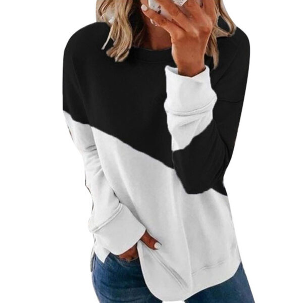 Round Neck Long Sleeve Sweater Color Matching Tops Sport Clothes - Image 7