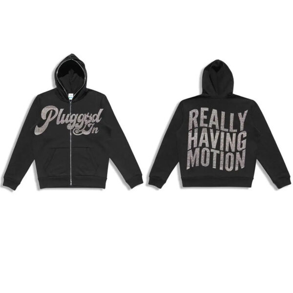 Fashion Men's Hoodies Letters Rhinestone Loose Cardigan Zipper Sweater - Image 4