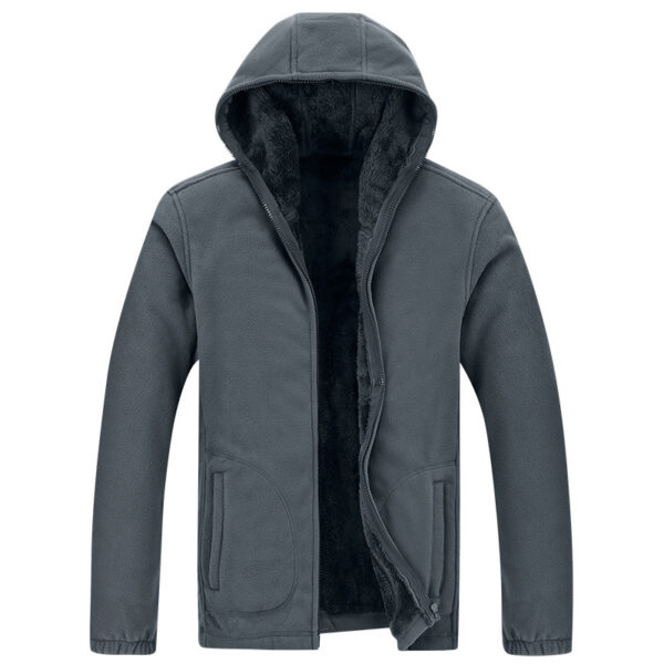 Loose Plus Size Cardigan Hooded Warm Fleece Jacket - Image 3
