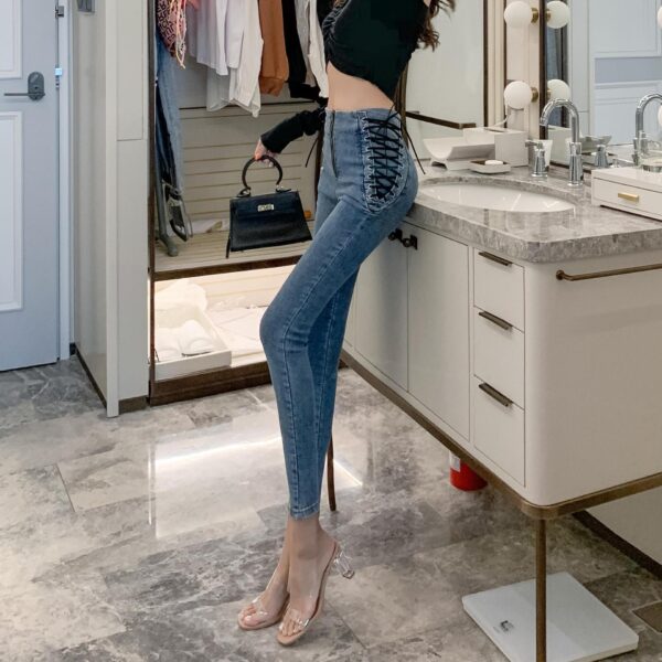 High waist jeans slim skinny cropped pencil pants - Image 8