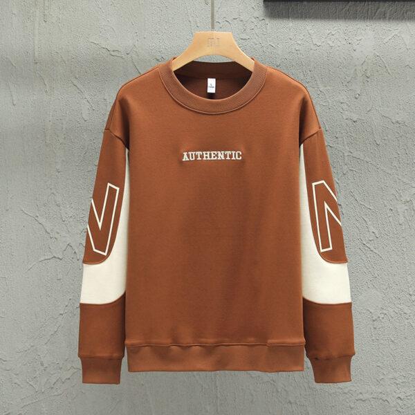 Loose Color Matching Round Neck Long Sleeve T-shirt Casual Top - Image 9