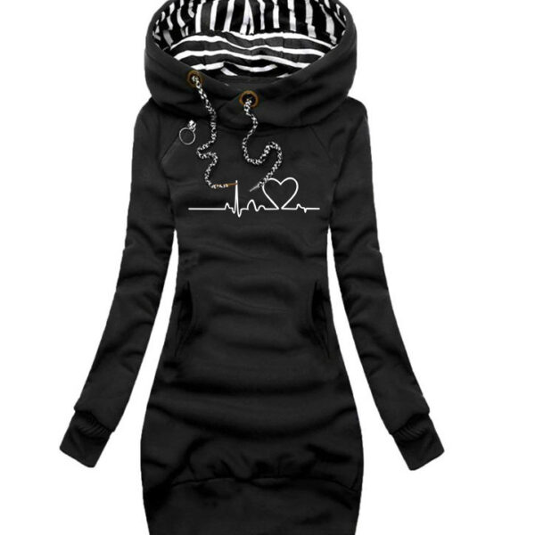 Heart Print Long Clothes Women Hoodie Sweatshirt Pullover Tops