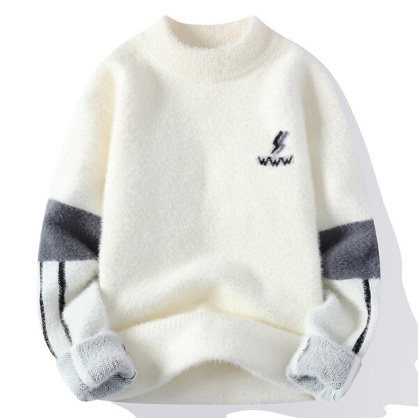 Men's Winter Mink Fur Half Turtleneck Warm Bottoming Sweater - Image 7