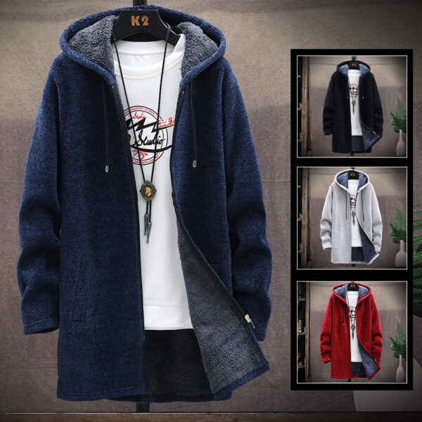 Jacket plus fleece hooded sweater coat men - Image 5