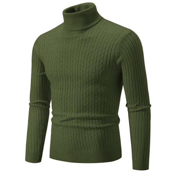 Slim-fit Men's Knitted Turtleneck Solid Color Sweater - Image 9