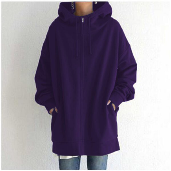 Women's Fuzzy Hoodies Long Sport Pullover Hoodie Full-Zip Hoodie Sweatshirt - Image 3