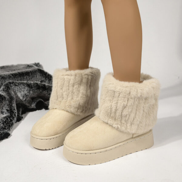 2024 Autumn And Winter Leisure Thick-soled Round Toe Furry Trousers Boots - Image 5