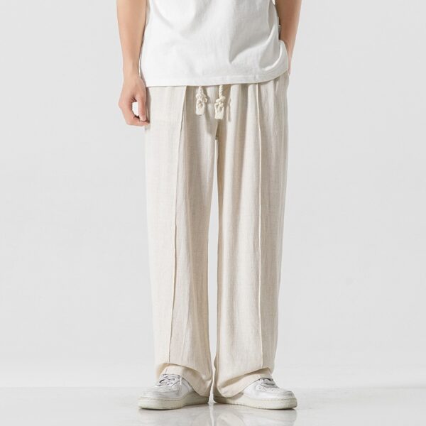 Chinese Style Cotton And Linen Trousers Linen Straight Pants Loose Casual Pants Harem Pants Hong Kong Style - Image 6