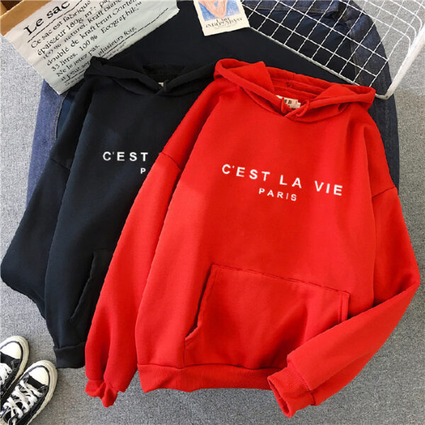 Loose Hooded Sweater Student Hoodie With Letter Print Sports Tops - Image 7