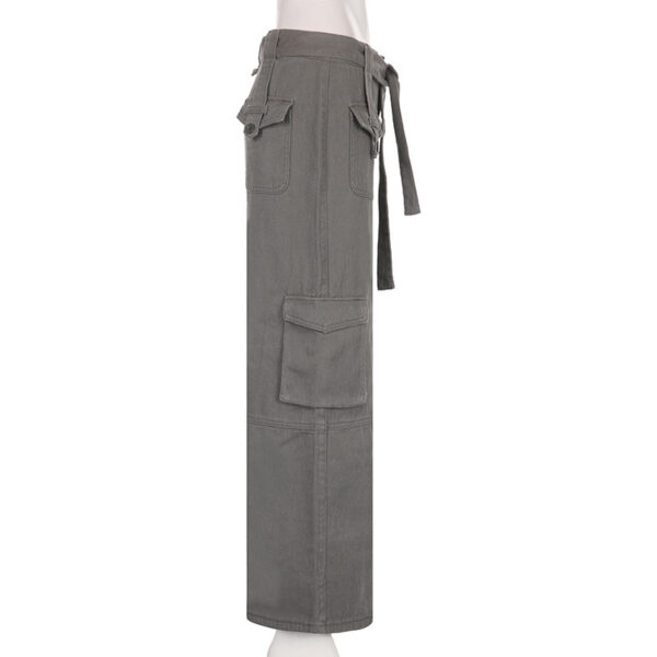 Vintage Multi Pocket Belt Casual Workwear Jeans Women - Image 4