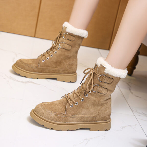New Autumn And Winter Thick Warm Chunky Heel Platform Lace-up Martin Boots - Image 3