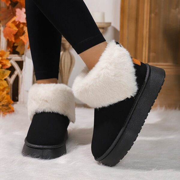 Winter Plush Snow Boots Fashion Round Toe Flat Thickened Suede Cotton Shoes For Women Casual Warm Short Boot - Image 5