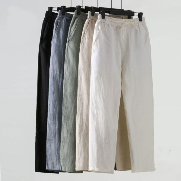 Men's Loose Plus Size Cotton And Linen Cropped Casual Pants - Image 2