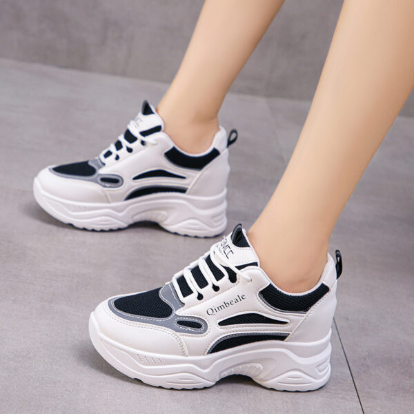 Height Increasing Insole Dad Shoes Mesh Casual Sneakers Platform Running Tourism White Shoes - Image 4
