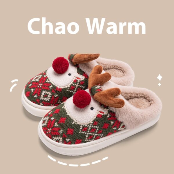 Women's Non-slip Plush Cute Christmas Elk Cotton Slippers - Image 7