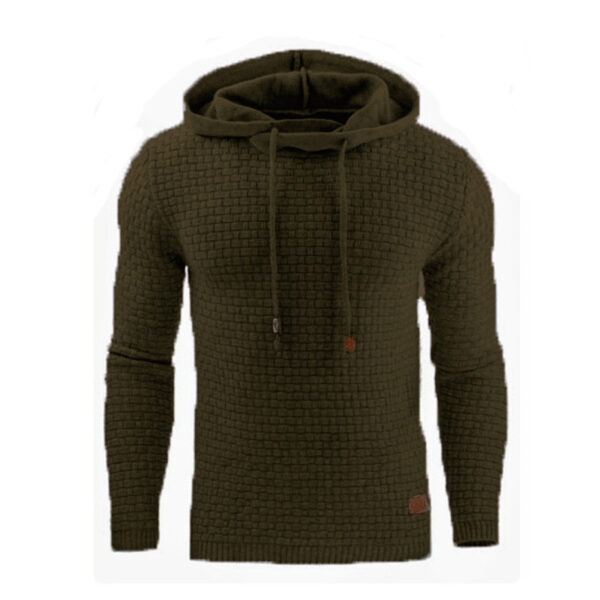 Men's Jacquard Sweater Long-sleeved Hoodie Warm Color Hooded Sweatshirt Jacket - Image 2