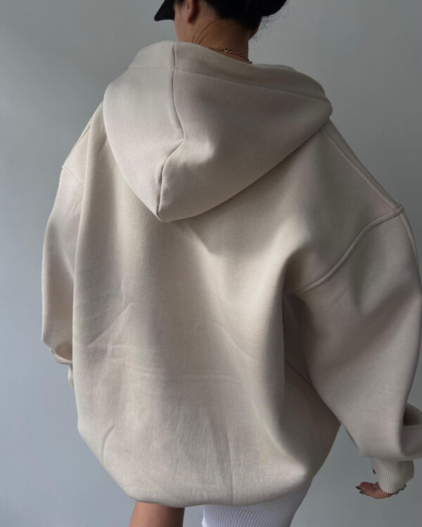 Fleece-lined Hooded Printed Long-sleeved Basic All-matching Sweater - Image 6