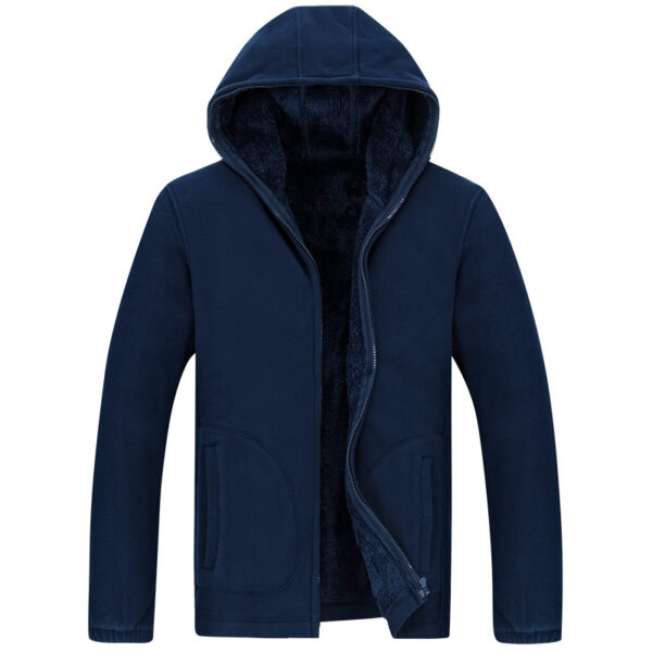 Loose Plus Size Cardigan Hooded Warm Fleece Jacket - Image 7