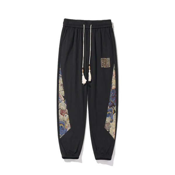 White Background Plus Size Pineapple Plaid National Style Bear Sweatpants - Image 4