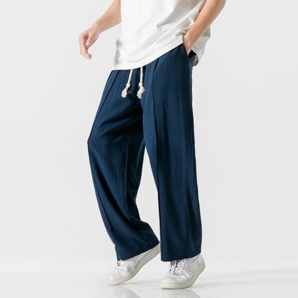 Chinese Style Cotton And Linen Trousers Linen Straight Pants Loose Casual Pants Harem Pants Hong Kong Style - Image 9