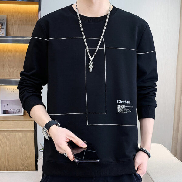 Youth Round Neck Casual Autumn Cotton Sweater Men's Long Sleeves - Image 7