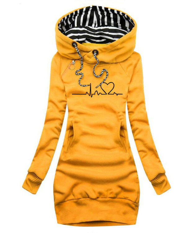 Heart Print Long Clothes Women Hoodie Sweatshirt Pullover Tops - Image 4