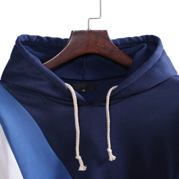 Casual Men's Loose Stitching Hooded Pullover Sweater - Image 5