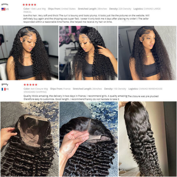 Deep Wave T Part Frontal Wig Human Hair Headgear - Image 5