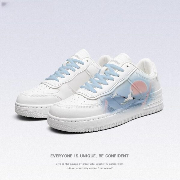 Ancient Style White Crane Board National Style Cute Wild White Shoes - Image 5