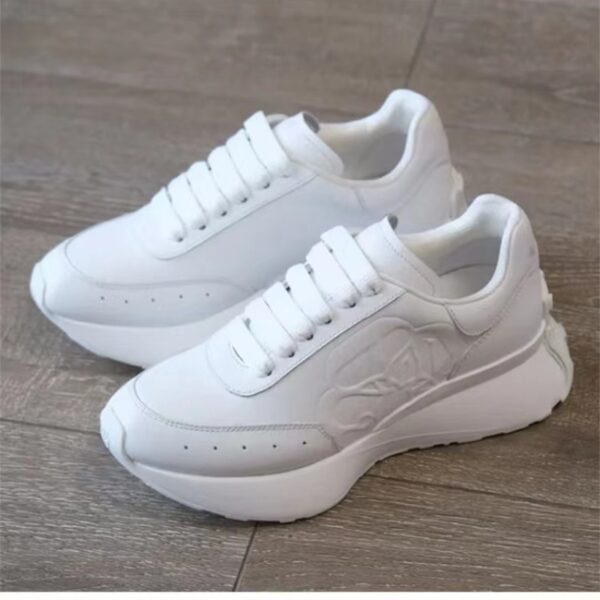 Leather Sports Casual Shoes White Shoes Four Seasons Raise The Bottom Dad Shoes - Image 2