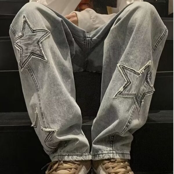 American Retro High Street Washed Loose Design Straight-leg Pants - Image 2
