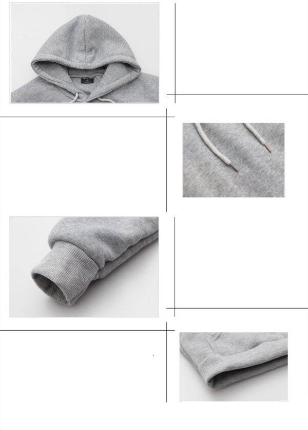 Casual Men's Loose Long-sleeved Plus Fleece Sweater - Image 7