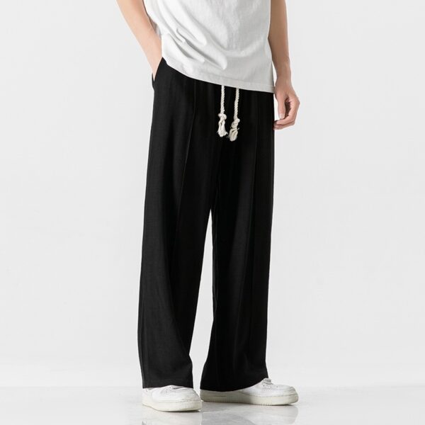 Chinese Style Cotton And Linen Trousers Linen Straight Pants Loose Casual Pants Harem Pants Hong Kong Style - Image 8