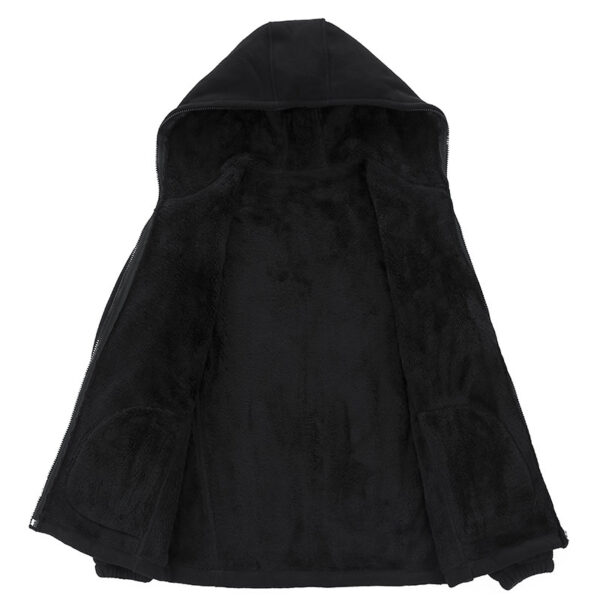 Loose Plus Size Cardigan Hooded Warm Fleece Jacket - Image 6