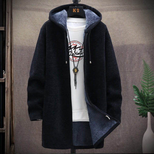Jacket plus fleece hooded sweater coat men - Image 3