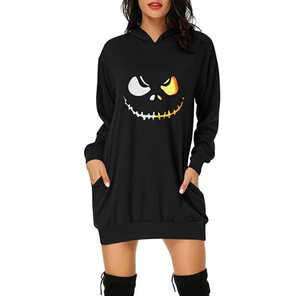 Christmas hot sale printed mid-length pocket hooded long-sleeved sweater - Image 2