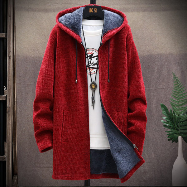 Jacket plus fleece hooded sweater coat men - Image 2