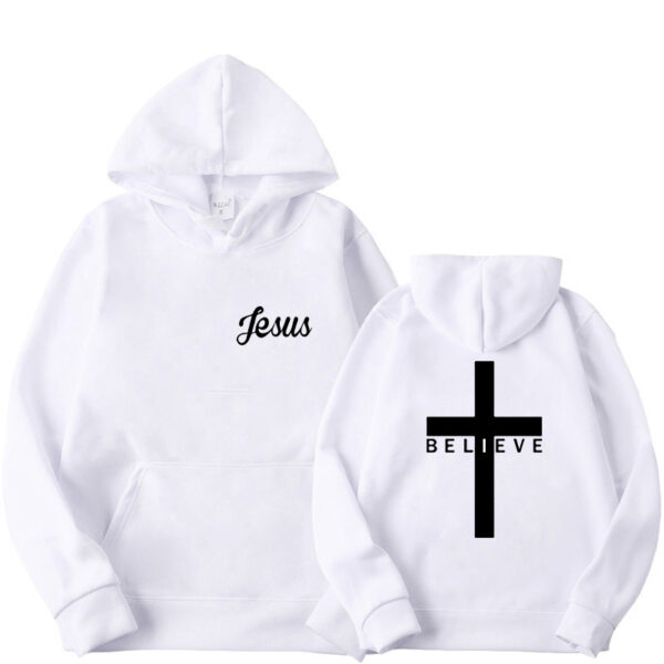 Believe Cross Printed Hoodie Men's Pattern Drawstring - Image 6