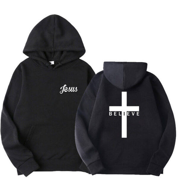 Believe Cross Printed Hoodie Men's Pattern Drawstring - Image 8