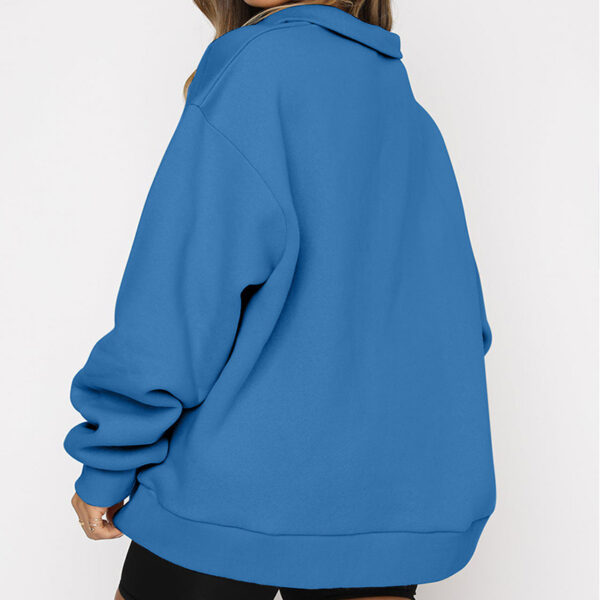 Women Sweatshirts Zip Turndown Collar Loose Casual Tops Clothes - Image 9
