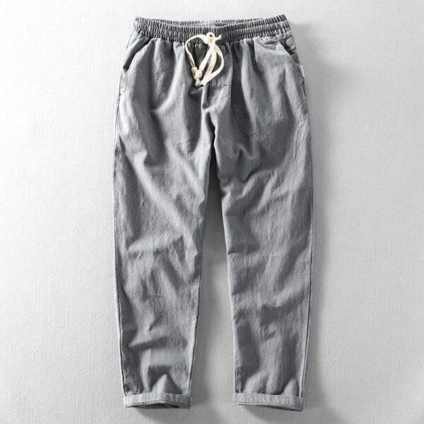 Cotton And Linen Youth Plus Size Long Pants - Image 5
