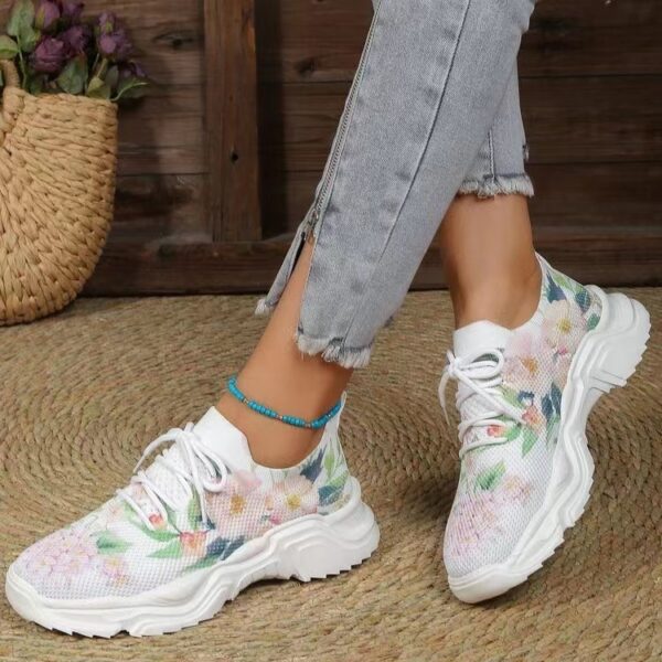 Flyknit Casual New Running 3D Printed Flowers Slip-on Light Running Shoes - Image 8