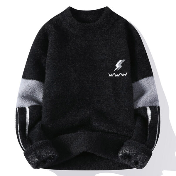 Men's Winter Mink Fur Half Turtleneck Warm Bottoming Sweater - Image 6
